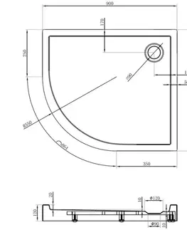 Vane MEXEN - Flow+ Sprchová vanička štvrťkruh asymetrická pravá 90 x 80, biela lesk 46Q108090RH