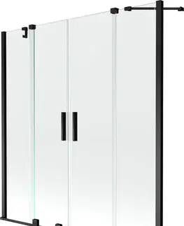 Sprchové dvere MEXEN/S - Velar Duo Dvojkrídlová posuvná vaňová zástena 160 x 150, transparent, čierna 896-160-000-02-70