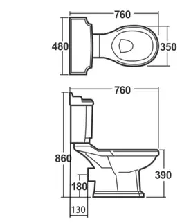 Záchody AQUALINE - ANTIK WC nádržka vrátane splachovacieho mechanizmu, biela AK107-208