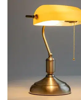 Lampy Brilagi - Stolná lampa BANK OFFICE 1xE27/60W/230V mosadz/oranžová L352-HN/MOS