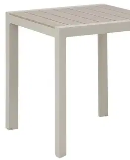 Stolčeky Hliníkový stolík VANCOUVER 70x70 cm (ivory/efekt dreva)