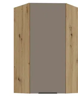 Kuchynské horné skrinky KONDELA Frisbo 60x60 GN-108 1F horná rohová kuchynská skrinka sandgrau / dub artisan