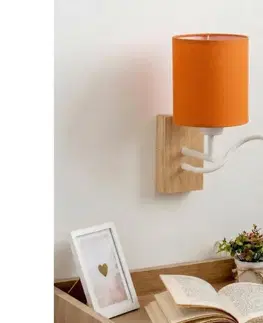 Svietidlá BRILAGI - LED nástenná lampa NUBILA WOOD 1xE27/25W/230V + LED/3W dub/biela/oranžová BG1565+BG2453