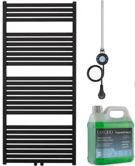 Doplnky do kúpeľne CERANO - Kúpeľňový elektrický radiátorový set Vincenzo - WIFI - 600W - čierna matná - 1340x600 mm CER-978865
