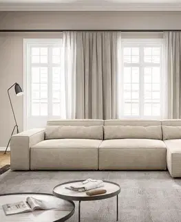 Rohové sedacie súpravy DELIFE Rohová pohovka Sirpio XL 370x170 cm manšester béžová variabilné ležadlo