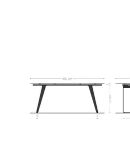 Jedálenské stoly DELIFE Jedálenský stôl Edge 200x100 keramika Laminam® Nero Greco antracitová kov šikmý čierna