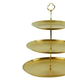Podnosy a tácky MAKRO - Etažérka 3-poschodová, prevedenie zlatá farba, priemer 20cm, 26cm, 30cm
