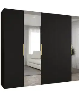 Šatníkové skrine Skriňa Marbella II 300 čierna/zlatá