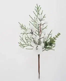 Vetvičky, girlandy, kvety Kinekus Ozdoba zapichovacia tuja + jablko ľadové + bobule biele, 27 cm