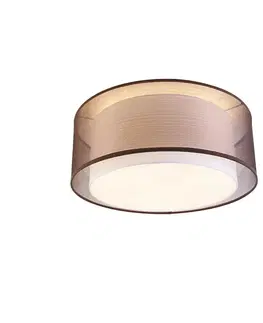 Stropné osvetlenie Moderné stropné svietidlo hnedé s bielou 50 cm 3-svetlo - Drum Duo