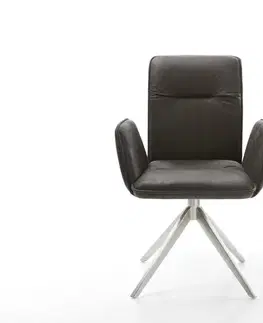 Jedálenské stoličky DELIFE Otočná jedálenská stolička Vinja-Flex mikrovlákno antracitová vintage krížová podstava široká nerezová oceľ 360° otočná hojdacia funkcia