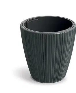 Kvetináče a truhlíky DBOR240-419U plastový kvetináč 23,9 cm tmavosivá
