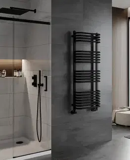 Radiátory do kúpeľne MEXEN - Apollo vykurovací rebrík/radiátor 1210 x 450 mm, 563 W, čierna W117-1210-450-00-70