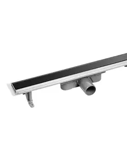 Sprchovacie kúty Laveo - Basso - sprchový žľab 90 cm, čierná sklo COB_790S
