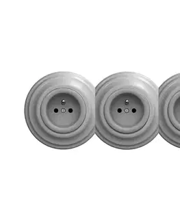 Predlžovacie káble lap - trojitá retro domová zásuvka s rámikom 230 V sivá KA0054+2xKA0053+3xKA0051