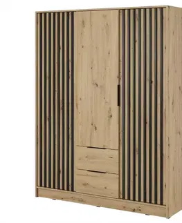 Šatníkové skrine Skriňa Nelly 3d Dub Artisan/Čierna