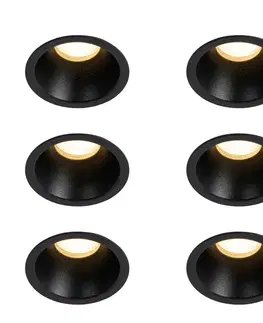 Zapustené svietidlá Sada 6 čiernych zabudovaných bodových svetiel GU10 35 mm IP44 - Dept