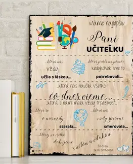 Tabuľky s venovaním (darčeky) Darčeky pre učiteľov - Dekorácia na stenu pre pani učiteľku na prvom stupni