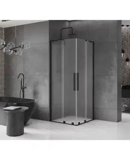 Sprchovacie kúty MEXEN/S - Velar L Duo sprchovací kút, posuvné dvere 80 x 80, dekor, čierna 871-080-080-02-33-70