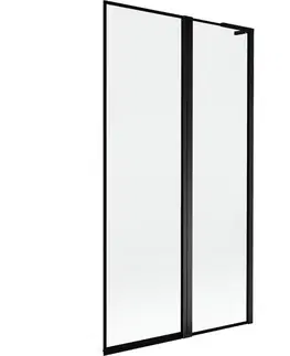 Sprchové dvere MEXEN/S - Mist L vaňová zástena 2-krídlová pravá 100 x 150, čierna okraj, čierna 8A9L-100-011-70-70-P