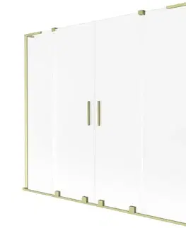 Sprchové dvere MEXEN/S - Velar L Duo dvojkrídlová posuvná vaňová zástena 200 x 150, dekor, zlatá kartáčovaná 896-200-003-32-55