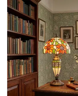 Lampy BRILAGI - Tiffany vitrážová stolná lampa SUNFLOWER 1xE27/60W/230V + 1xE14/40W BRT-8004E