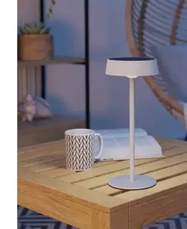 Lampy Eglo 75877 - SIMERI LED stolná lampa, stmievateľná, solárne nabíjateľná, LED/3W/5V, 1800mAh, IP44, biela 75877
