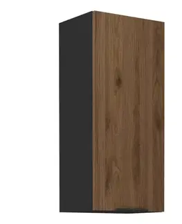 Kuchynské horné skrinky KONDELA Menzo 40 G-90 1F horná kuchynská skrinka čierna / orech