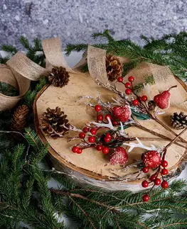 Vianočné dekorácie KONDELA Gren Typ 1 vianočná vetvička (4 ks) 30 cm biela / červená