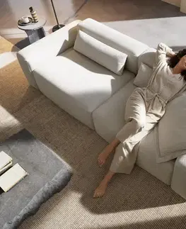 Pohovky DELIFE Veľká pohovka Freestyle 280x110 cm bouclé mäkká béžová prešívanie