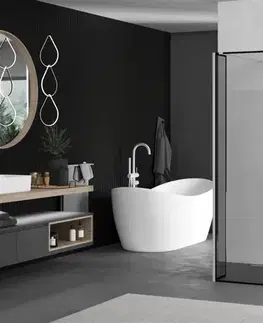 Sprchové dvere MEXEN/S - Kioto Sprchová zástena WALK-IN voľne stojaca 90 x 30 x 30, čierny vzor, biela 800-090-030-222-20-70-030