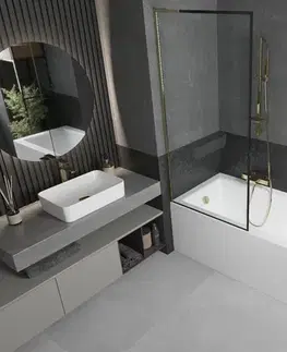 Sprchové dvere MEXEN/S - Next L vaňová zástena FIX 80 x 150, čierna vzor, zlatá 895-080-000-03-70-50