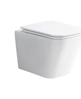 Doplnky do kúpeľne Mereo WC závesné kapotované, Smart Flush RIMLESS, 490x340x350, keramické, vr. sedátka CSS118S VSD83T1