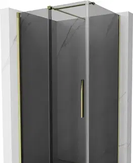 Sprchovacie kúty MEXEN/S - Velár sprchovací kút, posuvné dvere 130 x 85, grafit, zlato 871-130-085-41-50