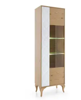 Vitríny TARANKO Diament DI-W1/2 L/P vitrína s osvetlením biela / dub Diament