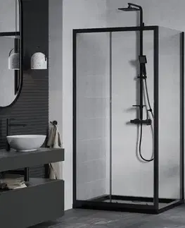 Vane MEXEN/S - Apia Sprchovací kút 110x70, transparent, čierna + vanička so sifónom 840-110-070-70-00-4070B