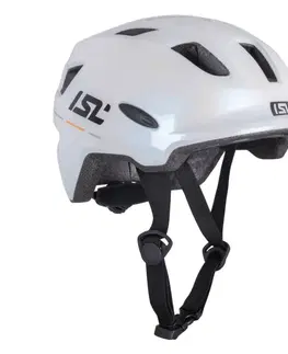 Helmy a prilby na in-line Detská cyklo prilba s LED svetlom ISL Lumitto Pearl White - XS (48-54)
