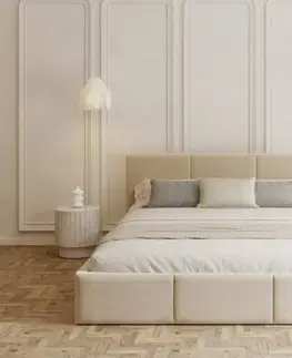 Postele FDM Čalúnená manželská posteľ FRESIA | 140 x 200 cm Farba: Sivá