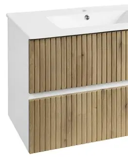 Kúpeľňový nábytok AQUALINE - PANEDA STRIP umývadlová skrinka 79,5x55x45,2cm, dub emporio PN380