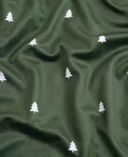 Dekoračné obliečky MKLozkoviny.sk Vianočná obliečka na vankúšik Velvet 40 × 40 cm - Vločky a stromčeky zelený-  -