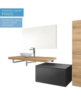 Kúpeľňový nábytok Mereo Mailo, kúpeľňová skrinka vysoká 170 cm, dub Riviera, elox AL madlo CN524LPN