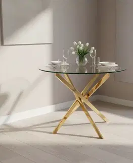Kuchynské a jedálenské stoly Signal Okrúhly jedálenský stôl AGIS | zlatá 90 cm