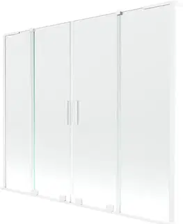 Sprchové dvere MEXEN/S - Velar L Duo dvojkrídlová posuvná vaňová zástena 200 x 150, transparent, biela 896-200-003-02-20