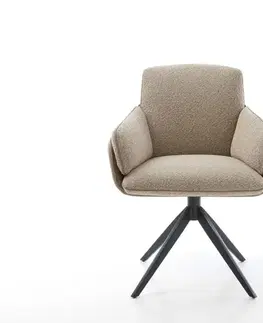 Jedálenské stoličky DELIFE Otočná jedálenská stolička Luan-Flex s opierkami zmiešané materiály tmavobéžová krížová podstava široká čierna otočná o 360°