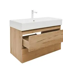 Kúpeľňový nábytok Kúpeľňová skrinka 2 zásuvková s umývadlom SAT B-Way 99x50x45 cm dub mat BWAY2100OAKU2BBI BWAY2100OAKU2BBI