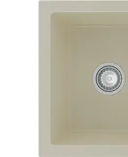 Kuchynské drezy MEXEN MEXEN - Enzo granitový drez 1-misa drez s vypúšťaním krátky odkvapkávač 576x465 mm, béžová 6506571005-69