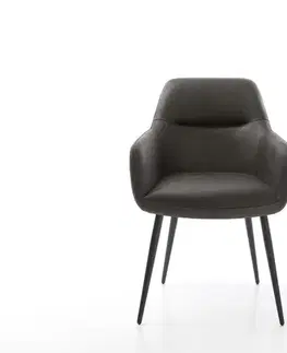 Jedálenské stoličky DELIFE Jedálenská stolička Pejo-Flex mikrovlákno antracitová vintage 4-nohá zúžená čierna vrecková pružina