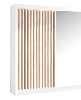 Šatníkové skrine KONDELA Ladder 203 šatníková skriňa s posuvnými dverami biela / dub craft