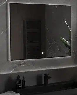 Kúpeľňové zrkadlá MEXEN - Erma zrkadlo s osvetlením 100 x 80, LED 6000K, čierny rám 9814-100-080-611-70
