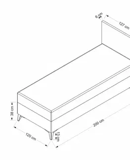 Postele Rám manželskej postele s čelom Abella 120 x 200 - Grey